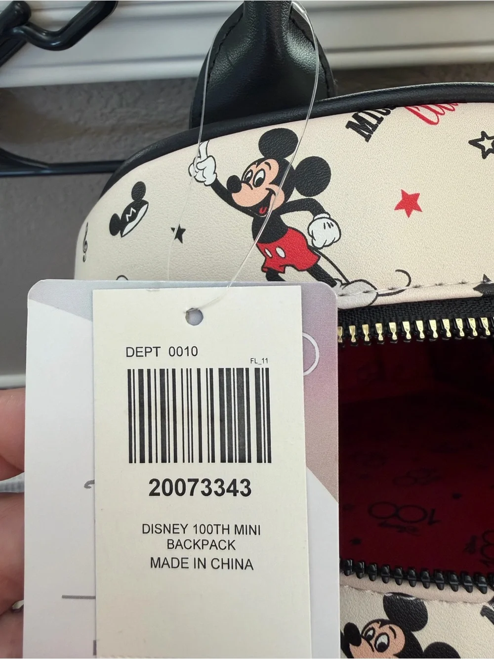 Disney Mickey Mouse Club Mini Backpack - Cream, Black & Red